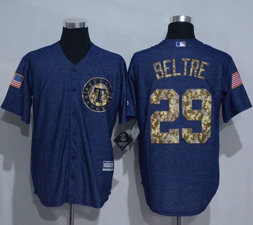 Rangers #29 Adrian Beltre Denim Blue Salute to Service Stitched MLB Jersey - Click Image to Close